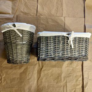 Lined Baskets NWOT SET Wastebasket Storage Bin